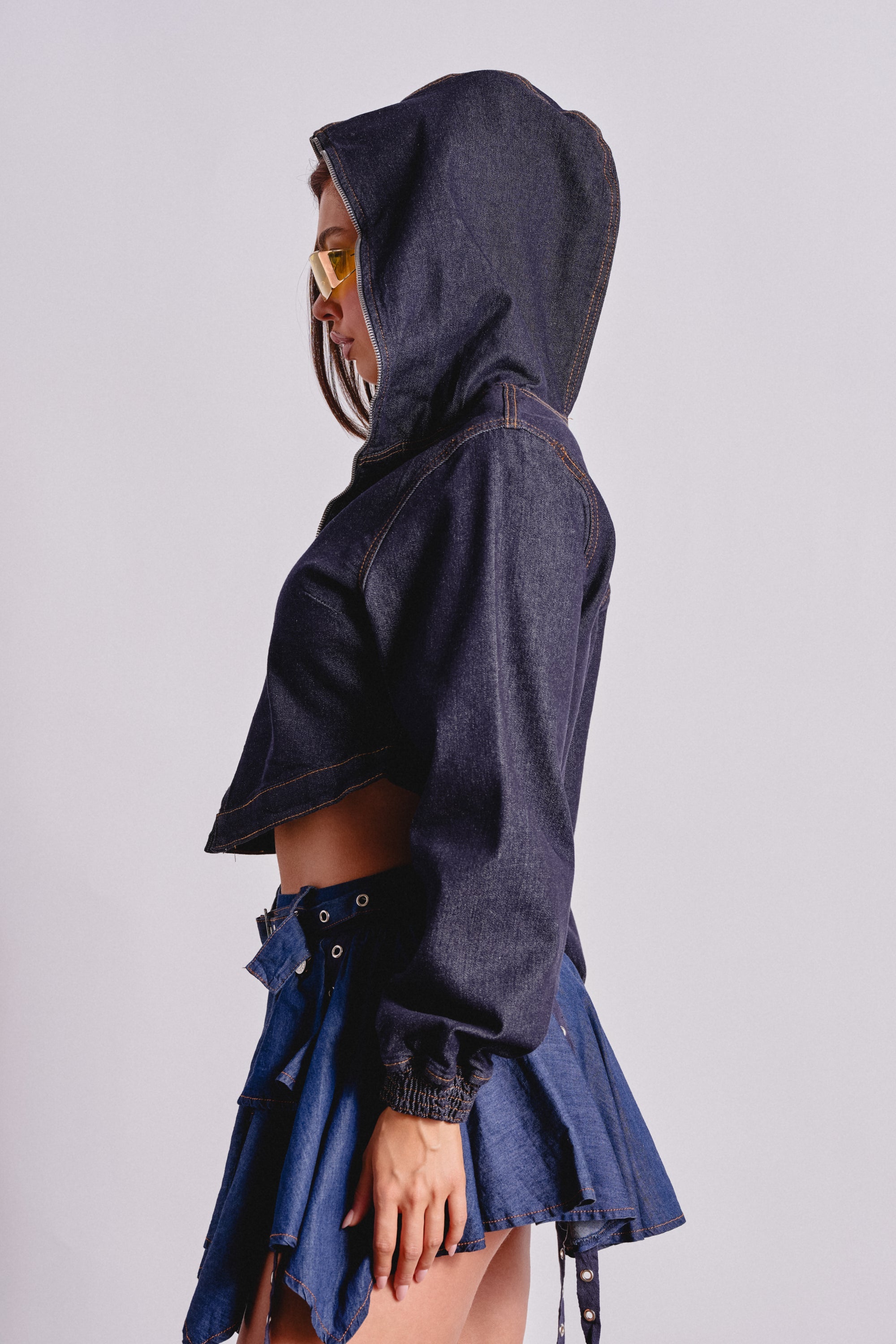 BEAM ME UP HOODED DENIM JACKET