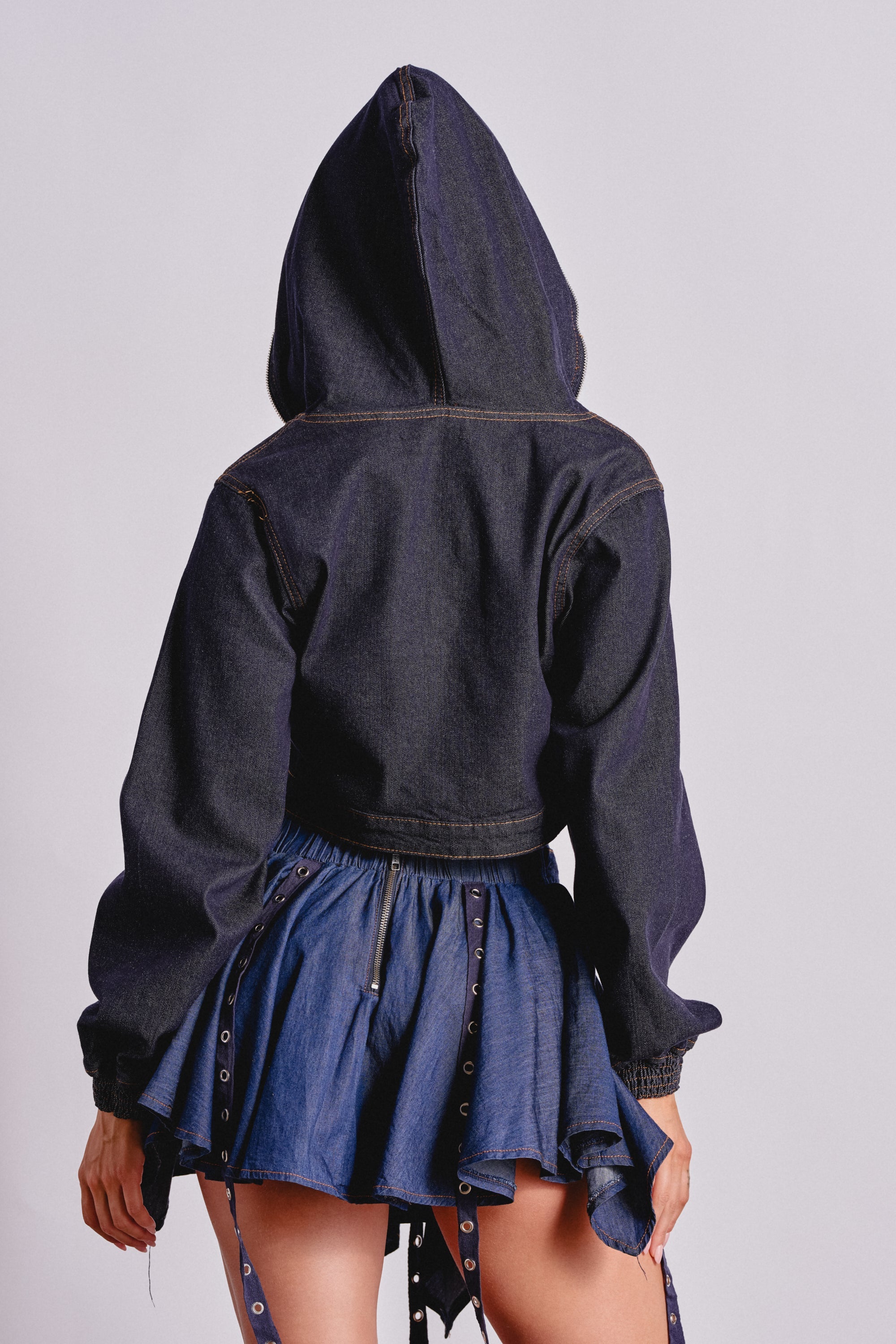 BEAM ME UP HOODED DENIM JACKET