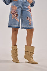 AZALEA WANG SERONA KHAKI INVISIBLE WEDGE BOOTIE