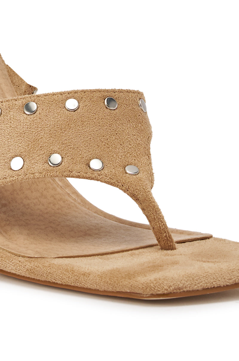 AZALEA WANG SODALITE NUDE FAUX SUEDE LACE UP SANDAL