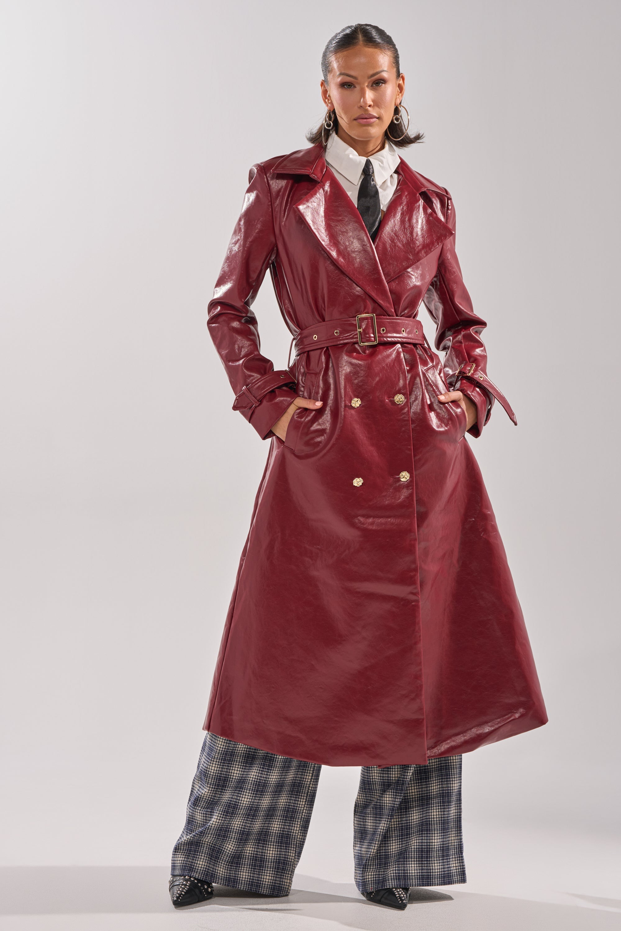 LADY DANGER FAUX LEATHER TRENCH