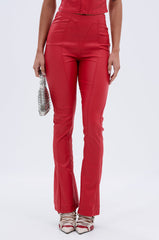 BIG CITY LIVIN FAUX LEATHER LEGGING IN RED