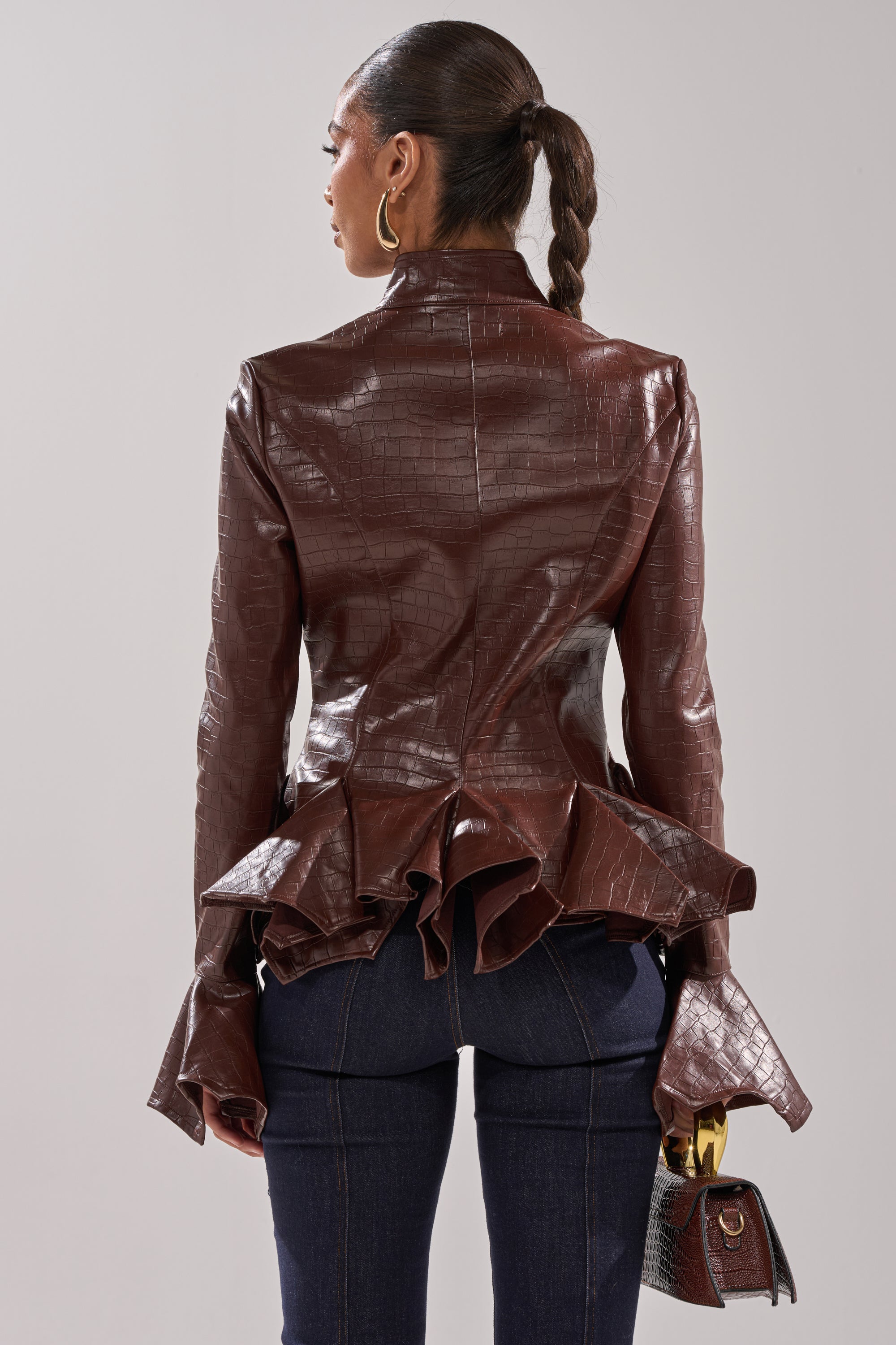 CARMEN BODYCON BLAZER IN BURGUNDY