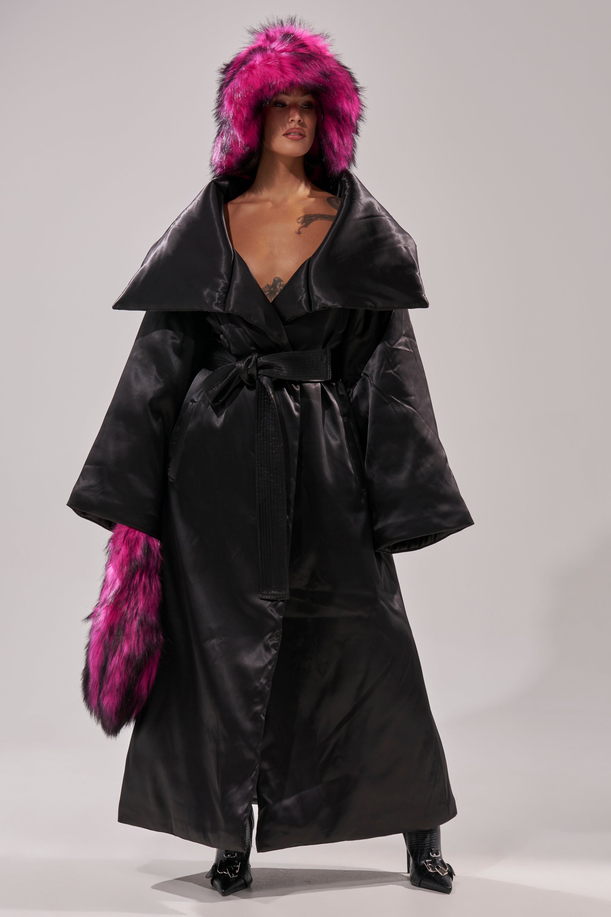THE MOMENT SATIN PUFFER TRENCH