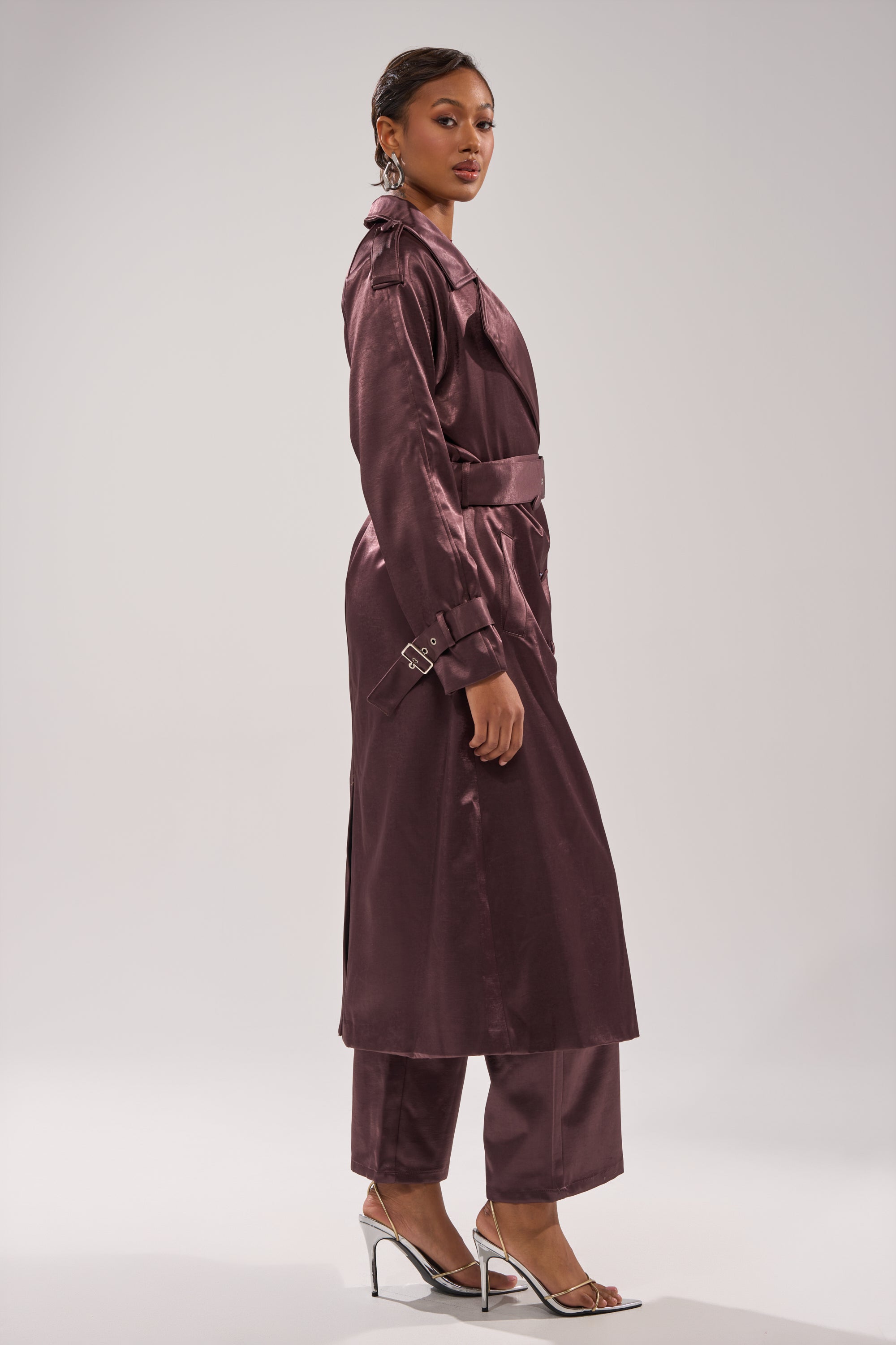 SLOW DOWN SATIN TRENCH