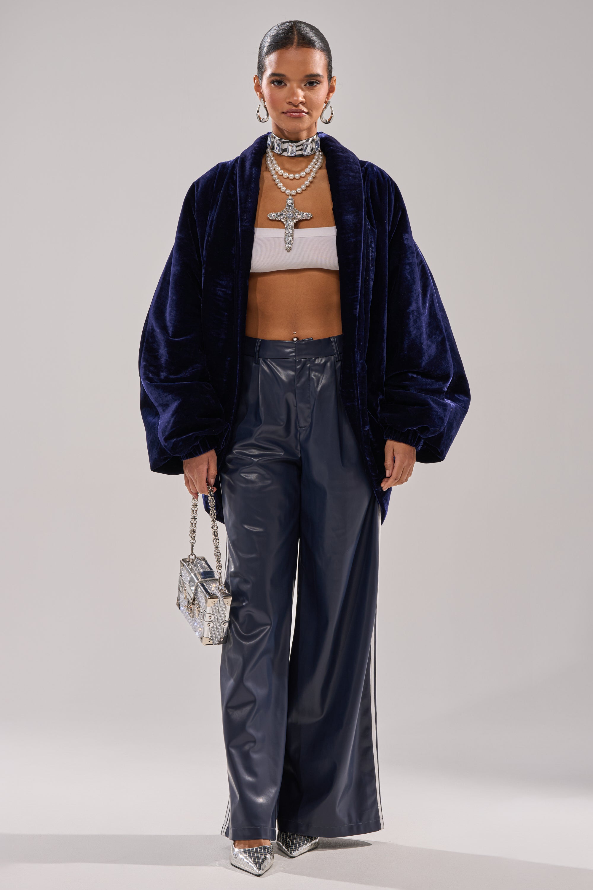 LOLA COCOON COAT IN VELVET