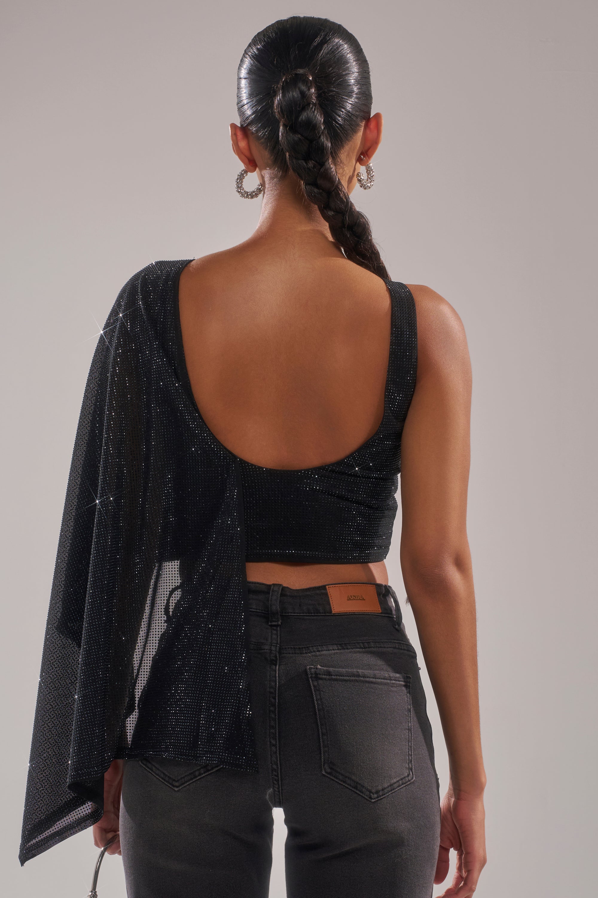 TOO HOT FOR YOU RHINESTONE MESH TOP