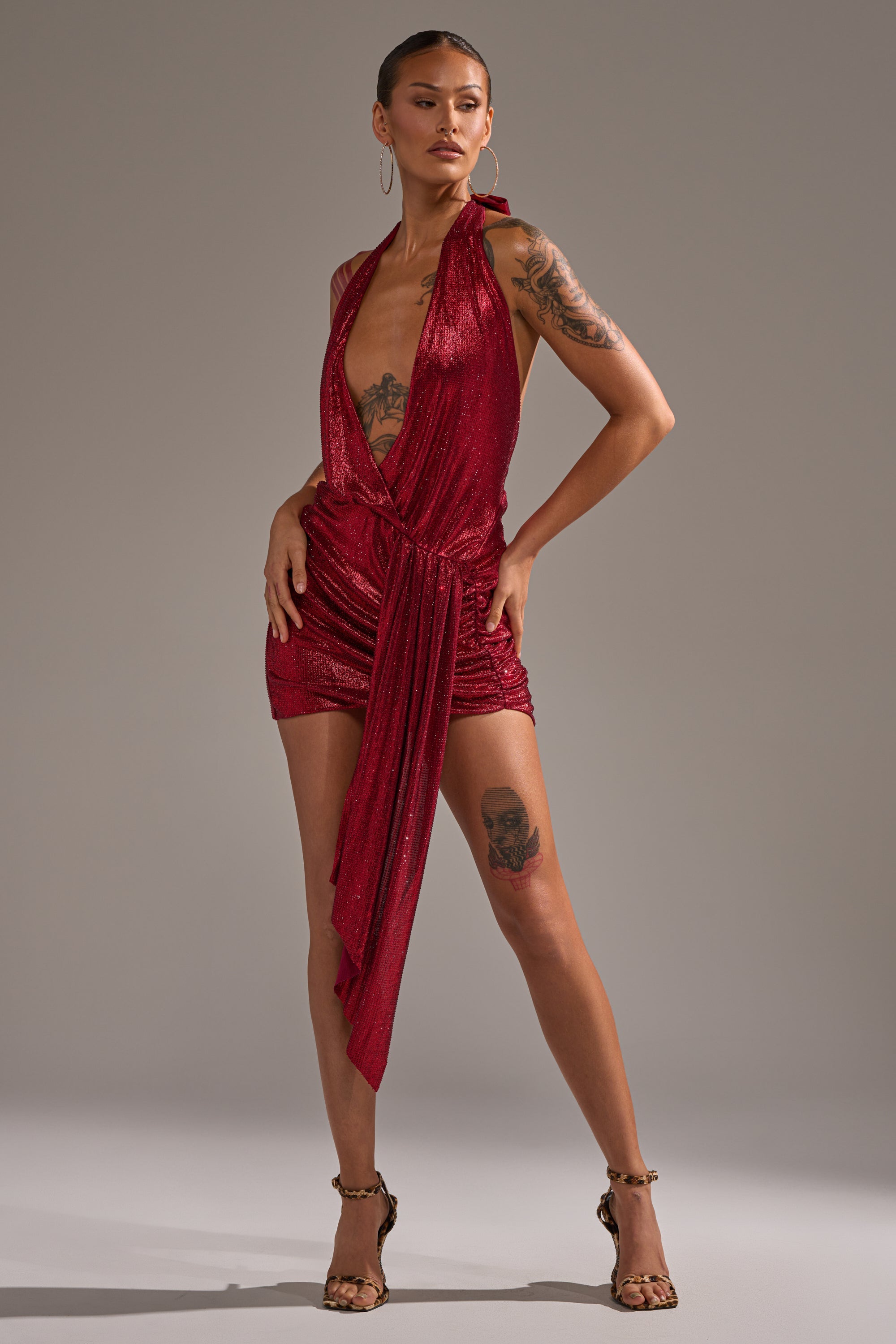 DREAM GIRL RHINESTONE DRESS IN RED