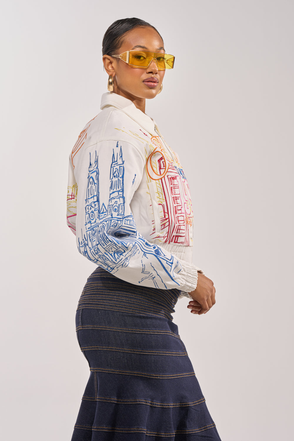 BEEN AROUND THE BLOCK EMBROIDERED BOMBER