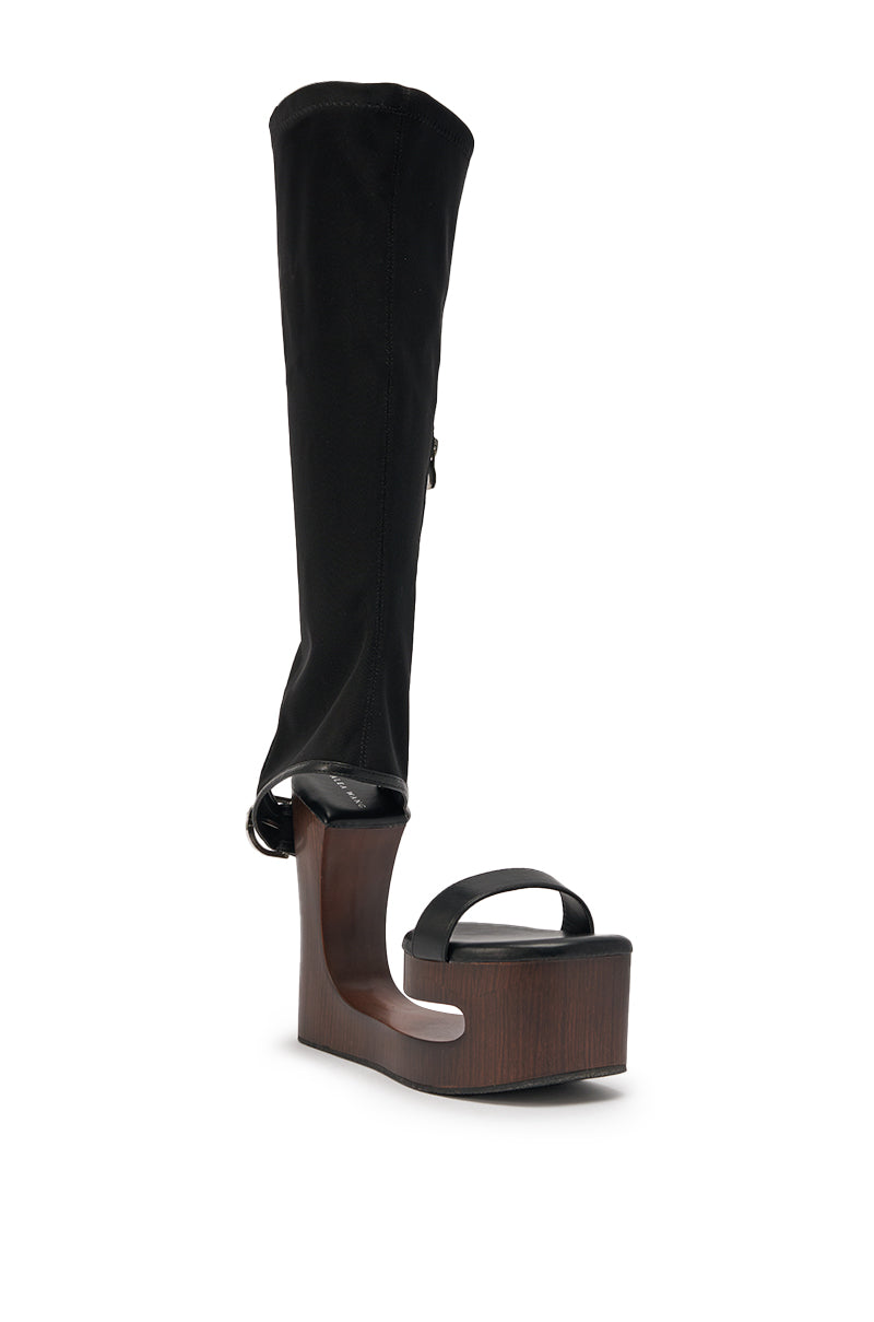 AZALEA WANG SWINDLE BLACK NOVELTY WEDGE SANDAL