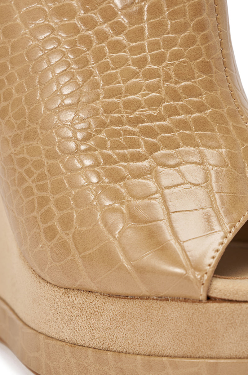 AZALEA WANG TANA NUDE MIXED MATERIAL WEDGE