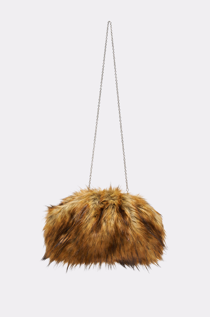 WILD CHILD FAUX FUR CLUTCH