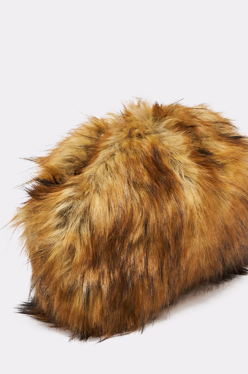 WILD CHILD FAUX FUR CLUTCH
