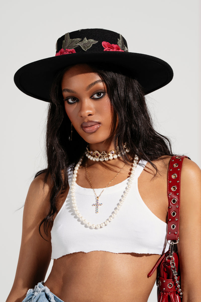 ALIYA FLORAL BRIM HAT