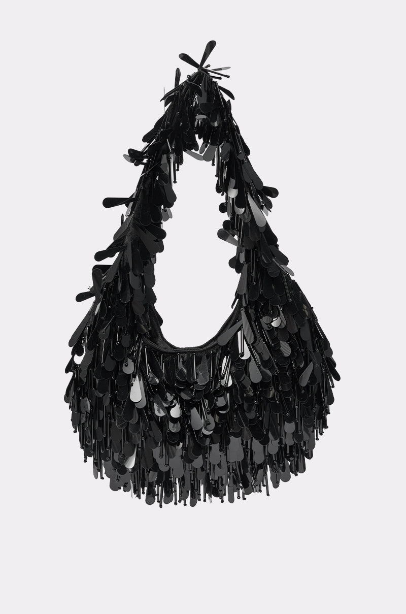 THE NOSTALGIA SEQUIN PURSE IN BLACK