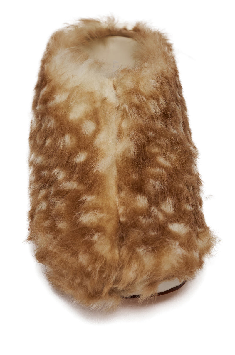 AZALEA WANG UPNETTEE BROWN MULTI BAMBI PRINT FUR CLOG