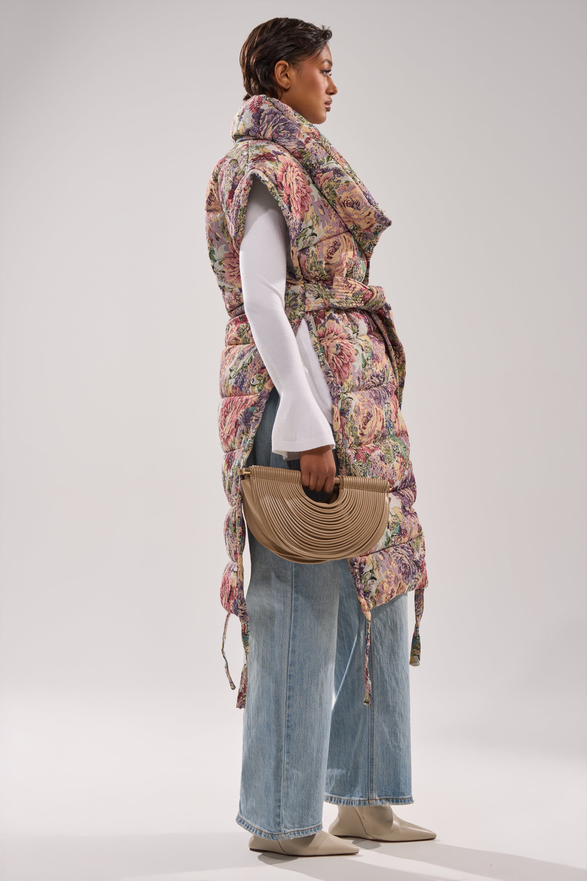 PILOT JONES LONGLINE PUFFER VEST IN TAPESTRY