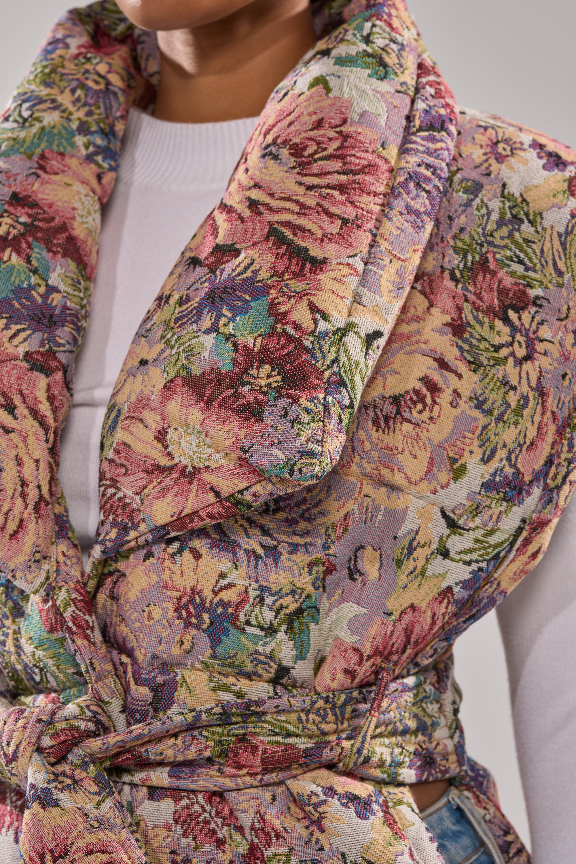 PILOT JONES LONGLINE PUFFER VEST IN TAPESTRY