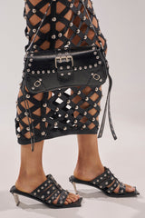 AZALEA WANG VANDAL BLACK NOVELTY HEEL SANDAL