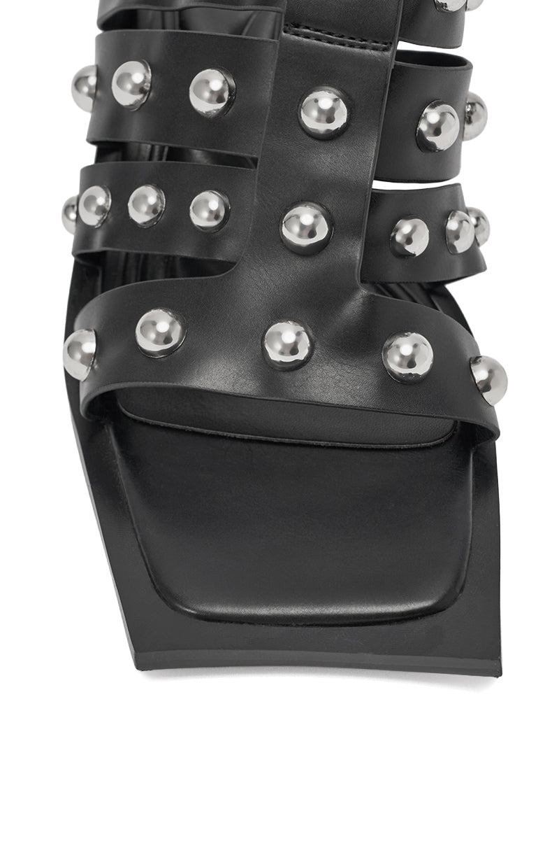 AZALEA WANG VANDAL BLACK NOVELTY HEEL SANDAL