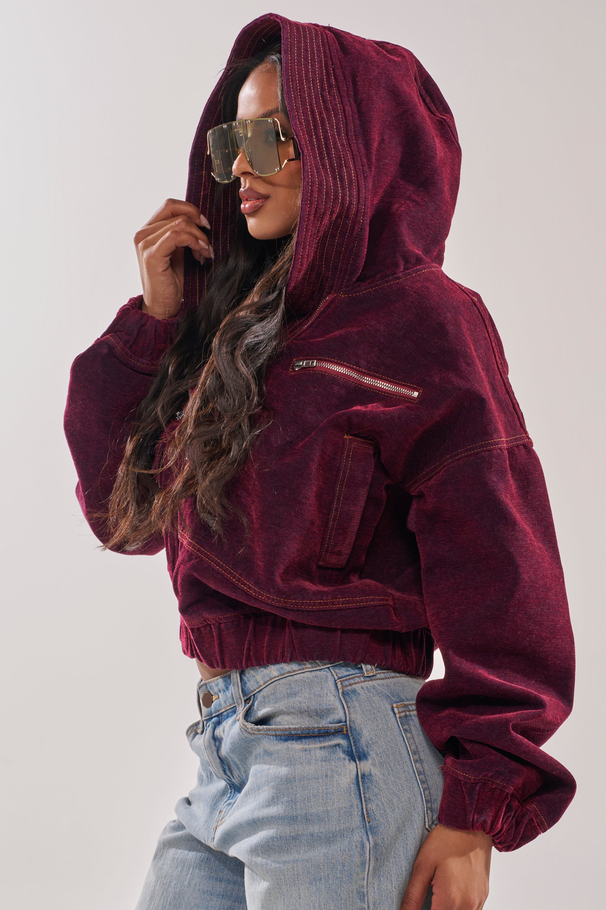 PAYTON VELVET DENIM BOMBER
