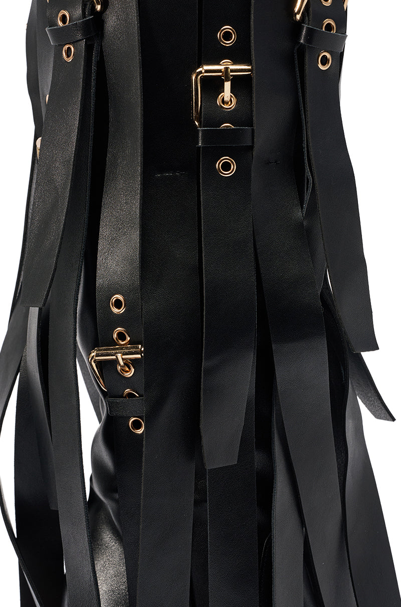 AZALEA WANG XANTHE BLACK BELT EMBELLISHED STILETTO BOOT