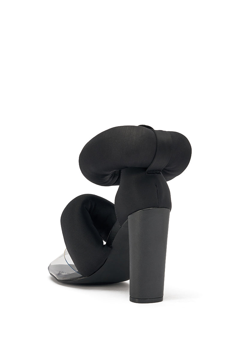 YANIX BLACK PUFF SLIP ON SANDAL