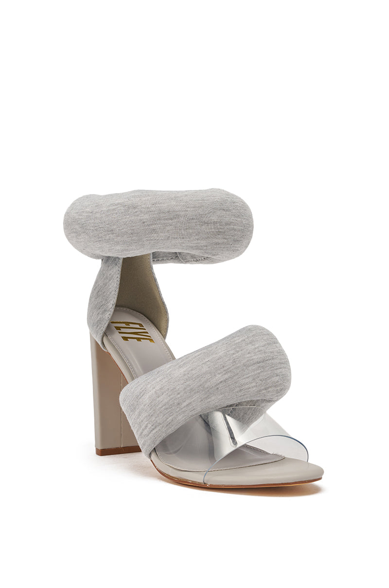 YANIX GREY PUFF SLIP ON SANDAL