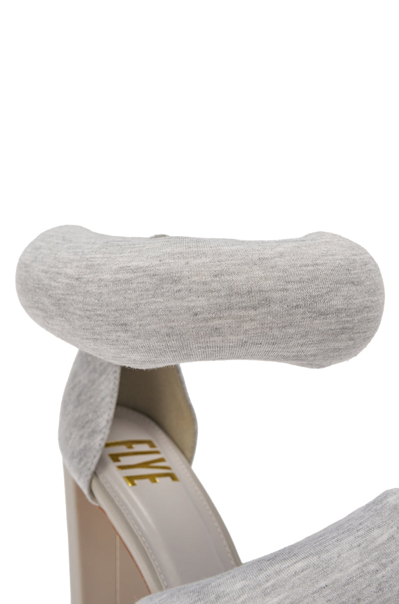 YANIX GREY PUFF SLIP ON SANDAL