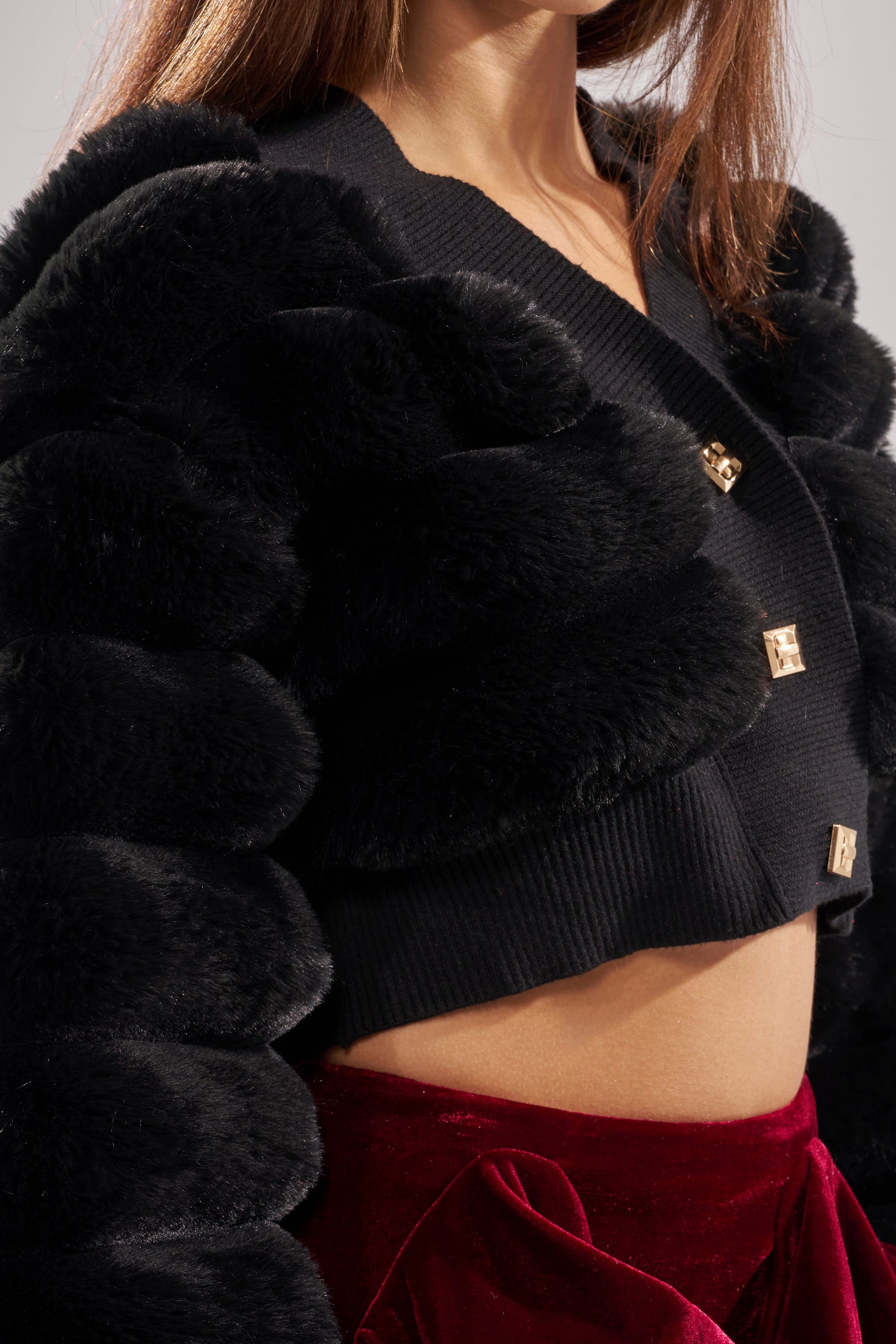 WILD HEART FAUX FUR CARDIGAN IN BLACK