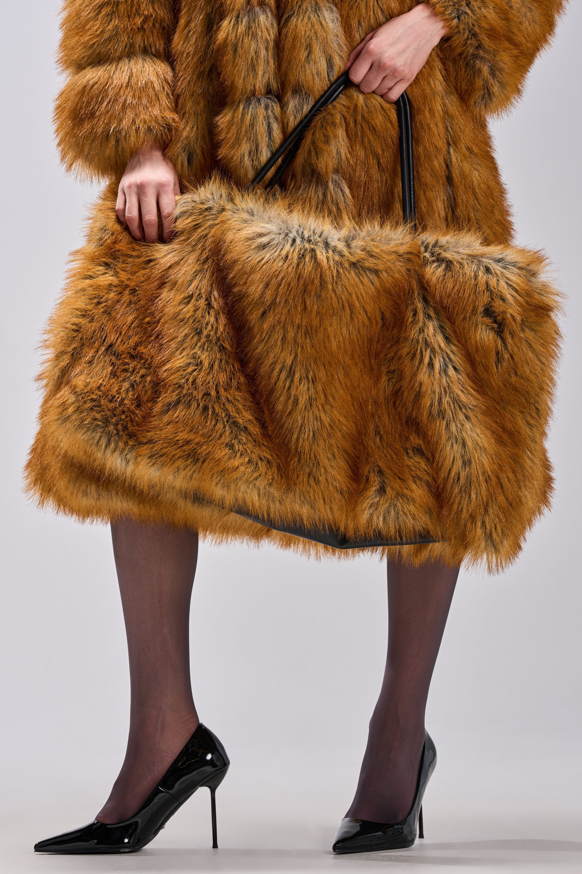 HERE FOR A GOOD TIME FAUX FUR TOTE