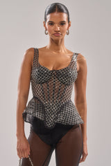 GLITZ AND GLAM SHEER RHINESTONE CORSET