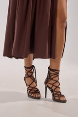 AZALEA WANG BROWN PU ROPE STRAP STILETTO SANDAL