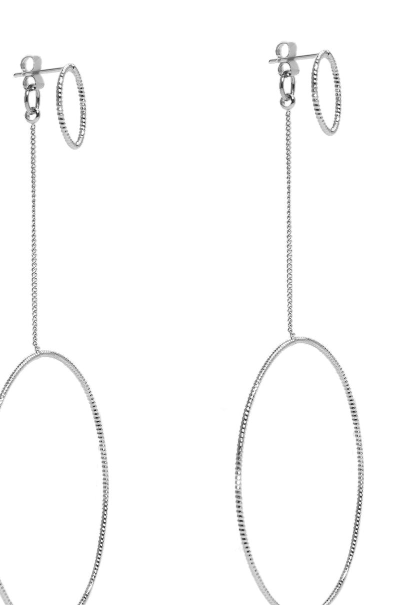 DIVINE CIRCLE DROP HOOP EARRING IN SILVER