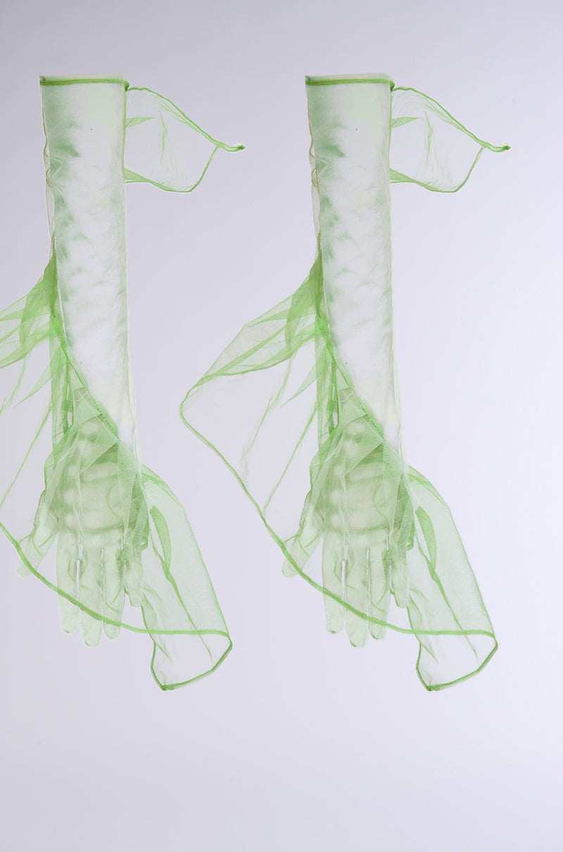 ELEGANCE RUFFLE GLOVES IN LIME