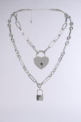 HEART ON LOCK NECKLACE SET