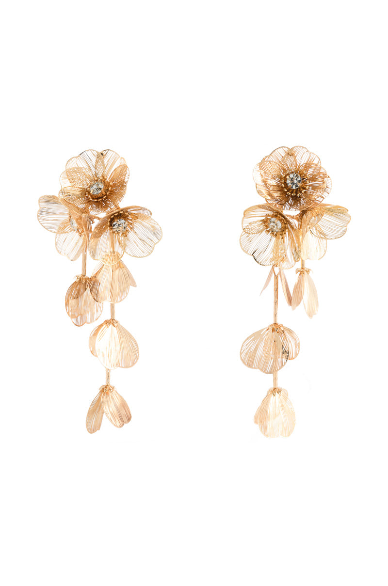 PRETTY LADY EMBELLISHED DANGLE EARRINGS IN GOLD