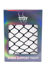 TITSY RHINESTONE WIDE FISH NET TIGHTS